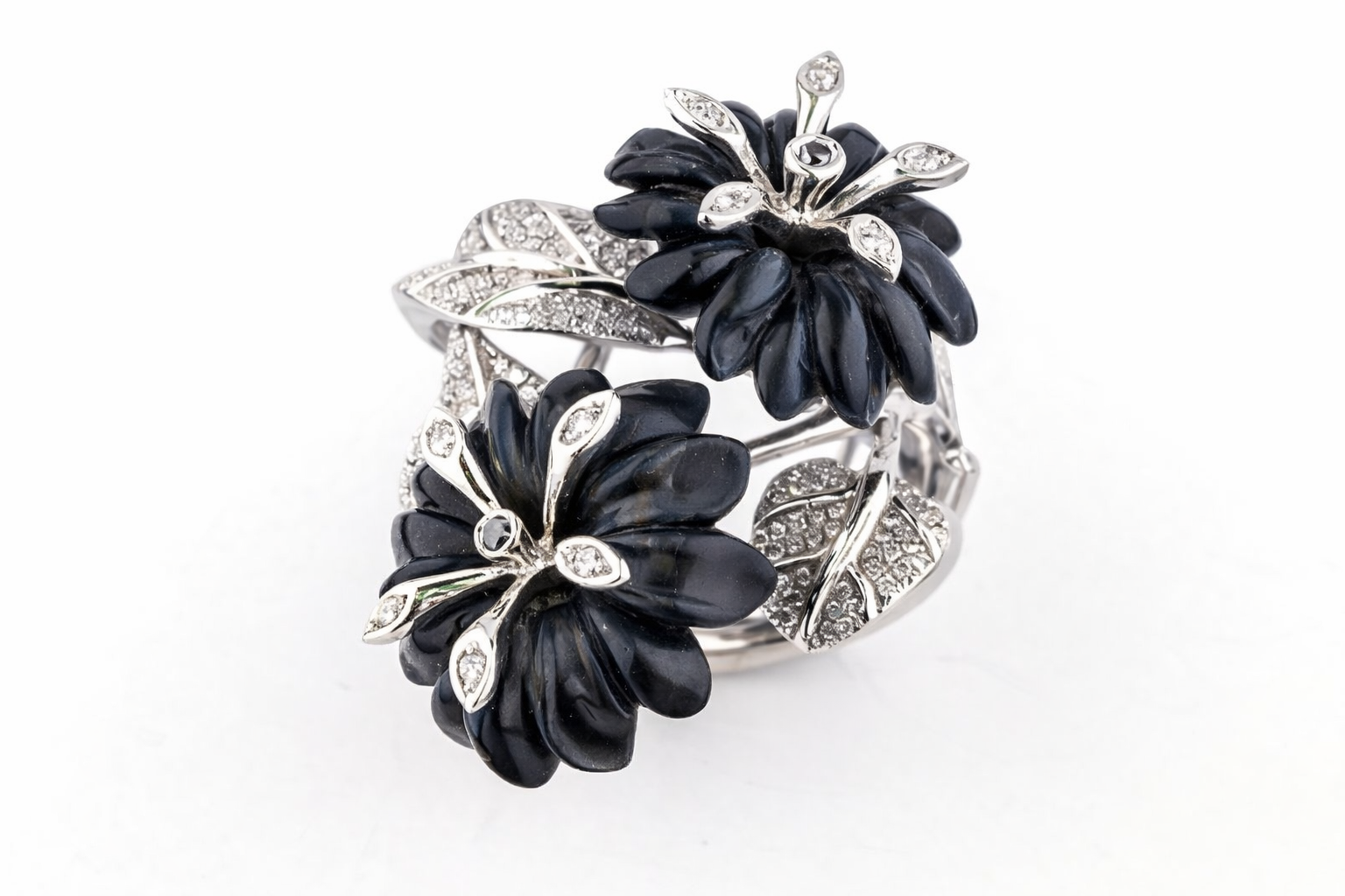 Black Petunia Ring – Hawks Eye & Diamonds | Konforti Jewelry