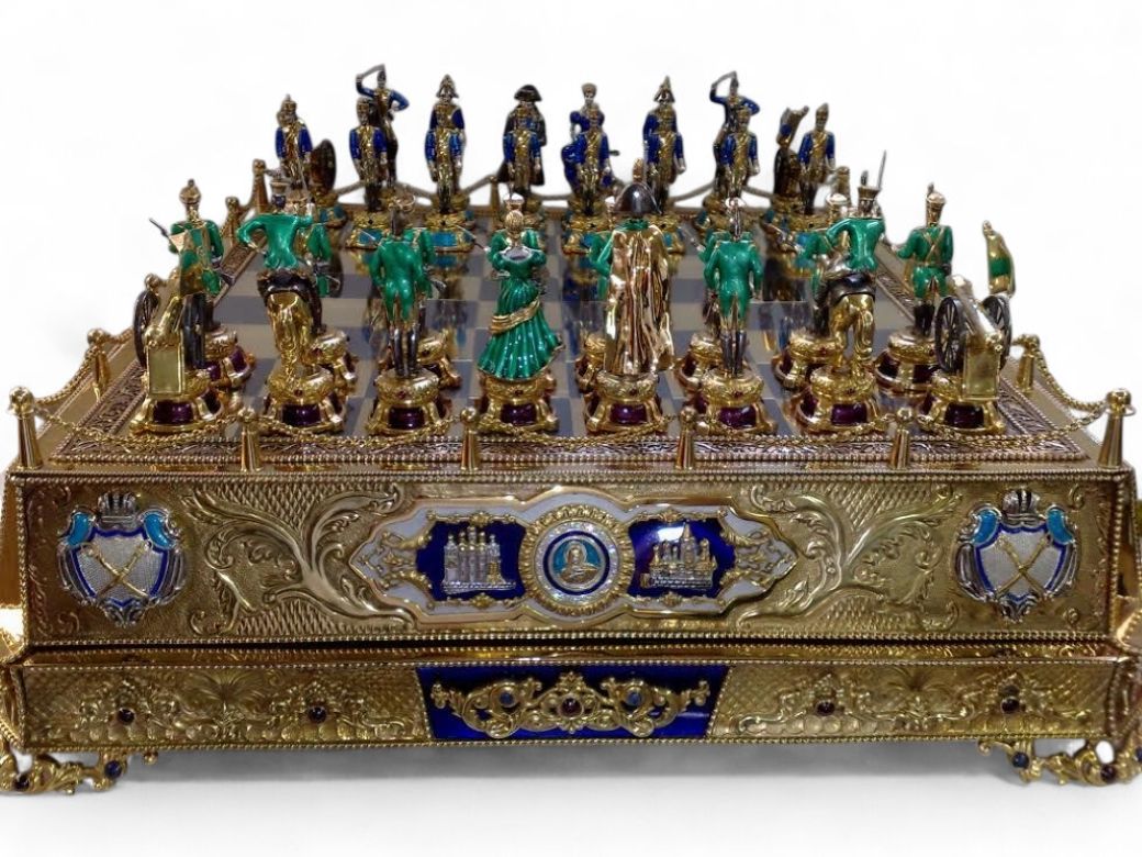 Napoleon Bonaparte Sterling Silver, 24K Gold, Enamel & Lapis Lazuli Paper Holder