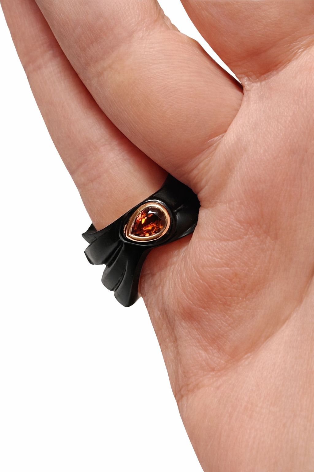 Fine Jewelry Statement Ring – Midnight Blossom Smoky Quartz Flower