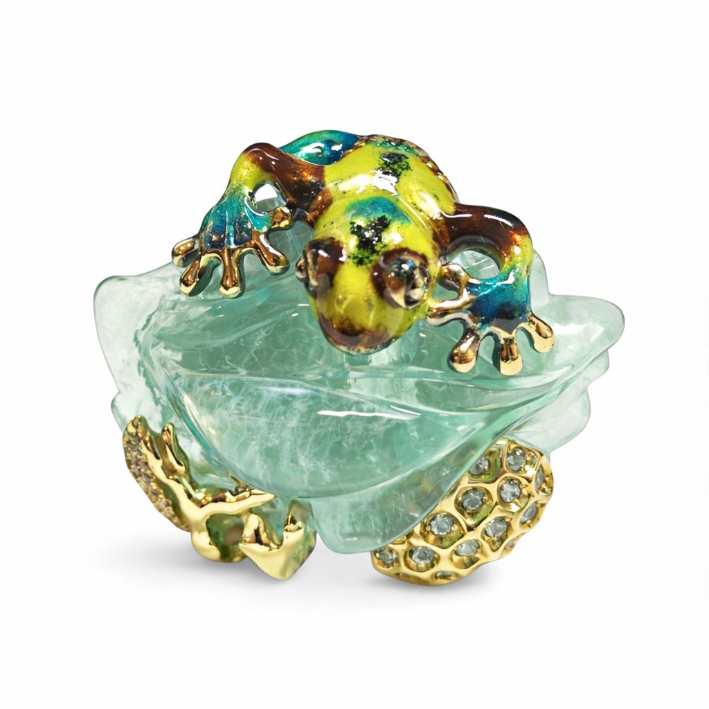 Close-up of the hand-carved aquamarine gemstone with natural sculptural contours