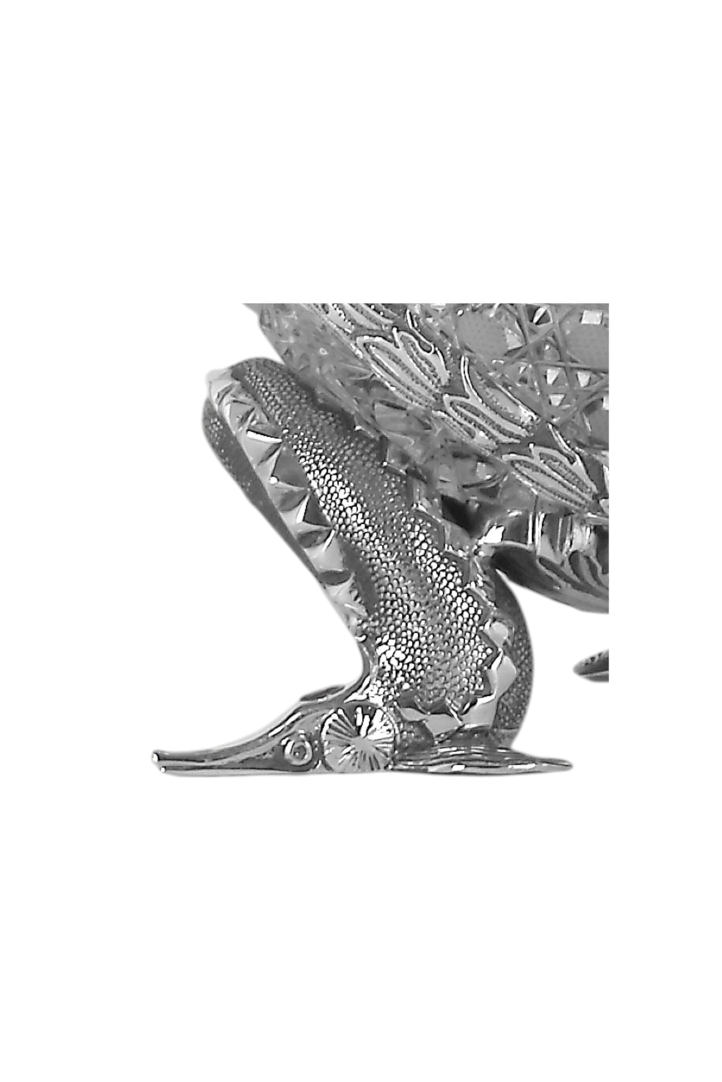Fabergé-style sturgeon caviar server leg detail with silver-gilt seaweed motif