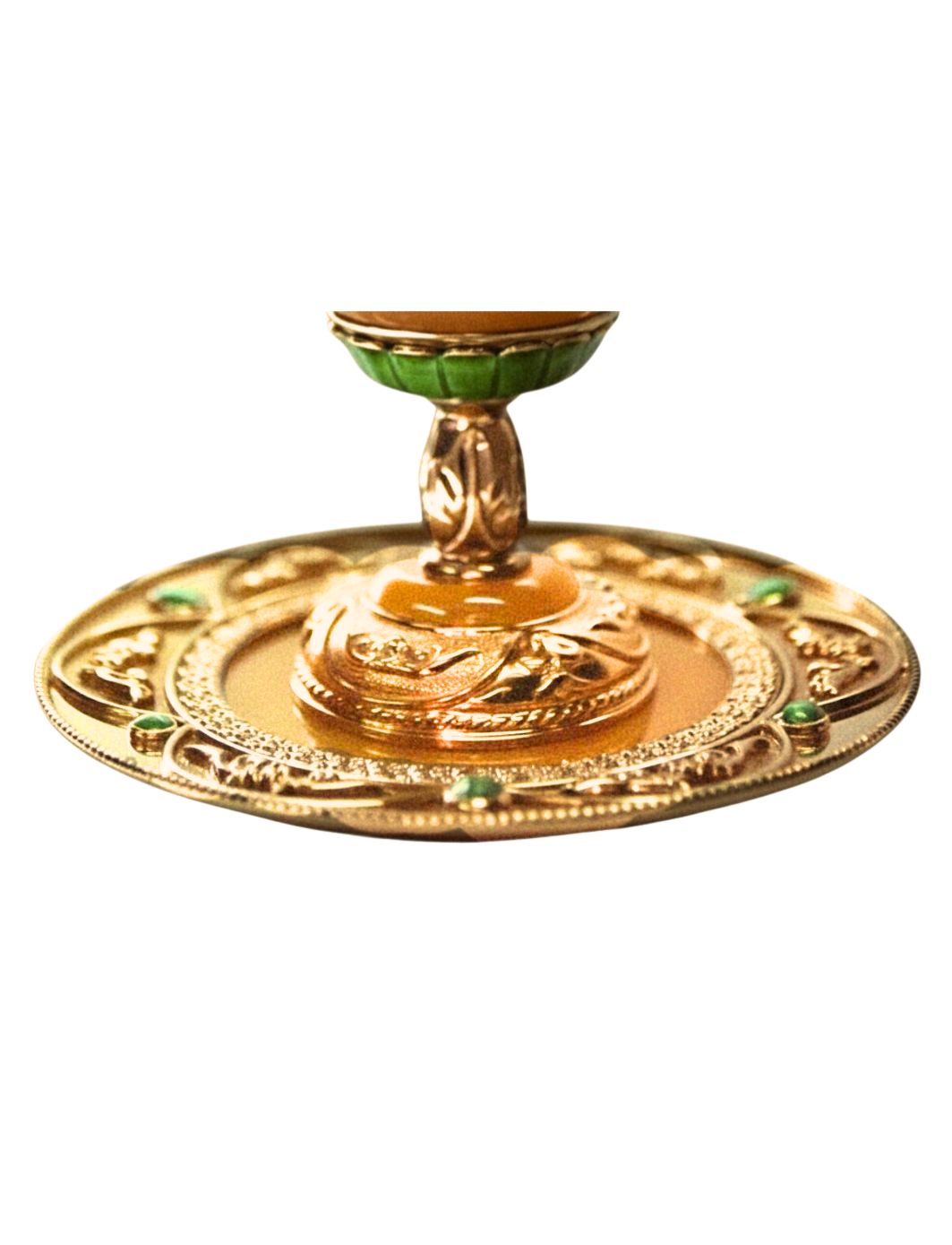 Golden Sunlight Kos Kiddush goblet leg detail with silver-gilt and hot enamel