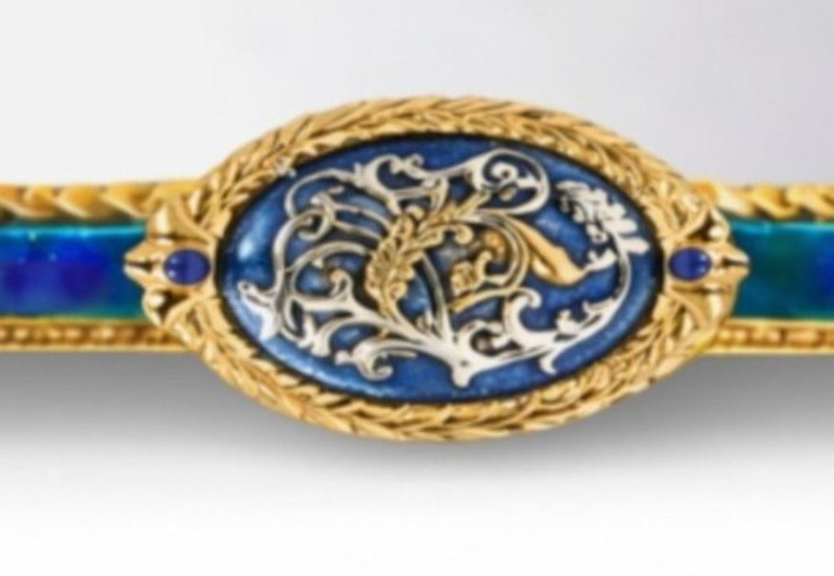 Swan Sky Imperial Tray in Silver, Gilt and Lapis Lazuli Centerpiece- Konforti