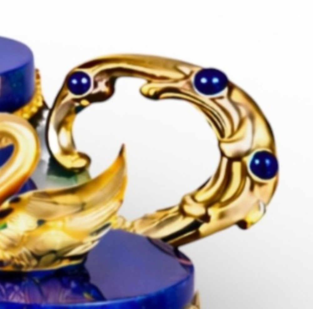 Swan Sky Imperial Tray in Silver, Gilt and Lapis Lazuli Centerpiece- Konforti