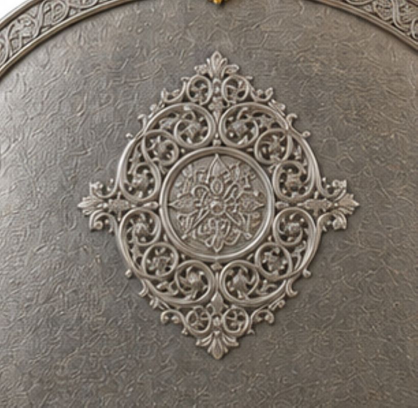 Close-up of ornate handcrafted sterling silver decoration on the Legacy of Light Hanukkah menorah