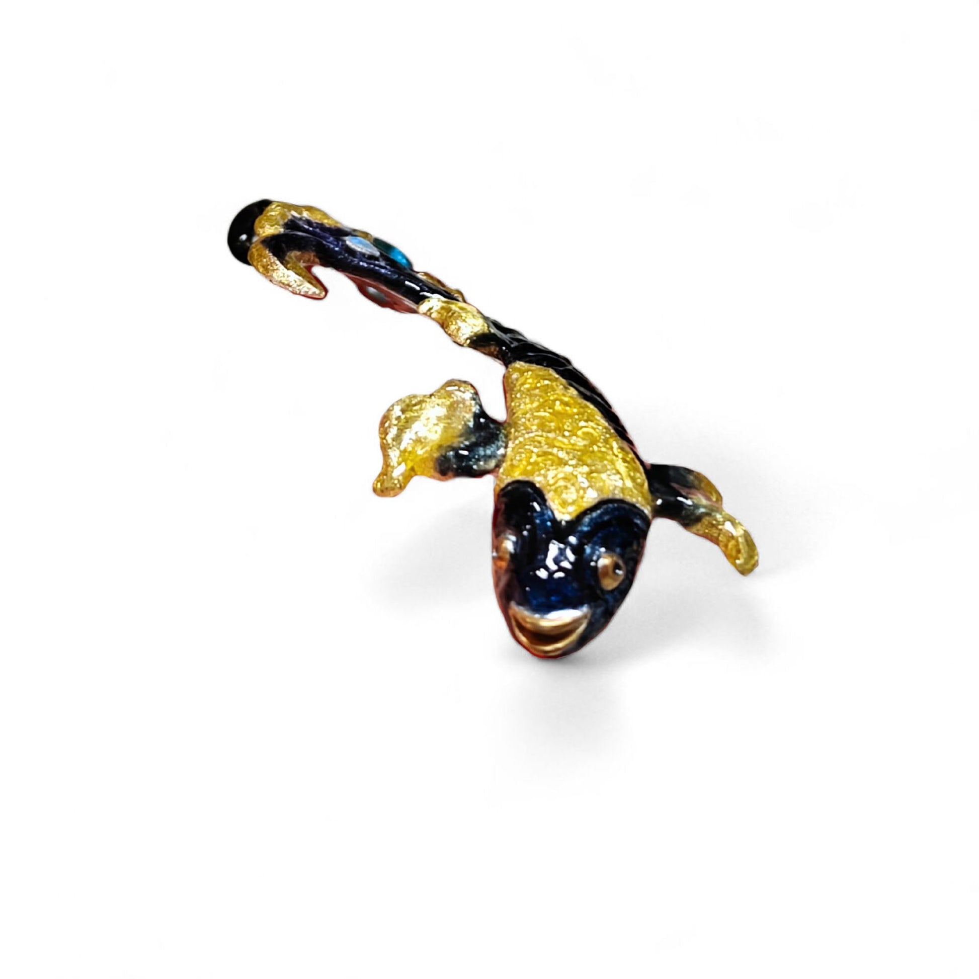 Front view of the Ocean Duet pendant by Konforti Jewelry, handcrafted in 960 silver with blue topaz and opal gemstones, featuring layered Limoges hot-enamel waves inspired by the sea.