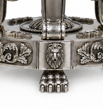 Snow Lion Centerpiece Vase in Sterling Silver – Monumental Luxury Decorative Art